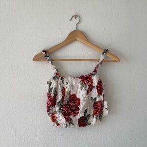Miss Selfie Rose Crop Tank Smocked Top